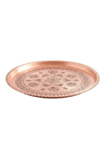 Kırmızı Bakır Şark Köşesi Tepsi 30 Cm - Görsel 1
