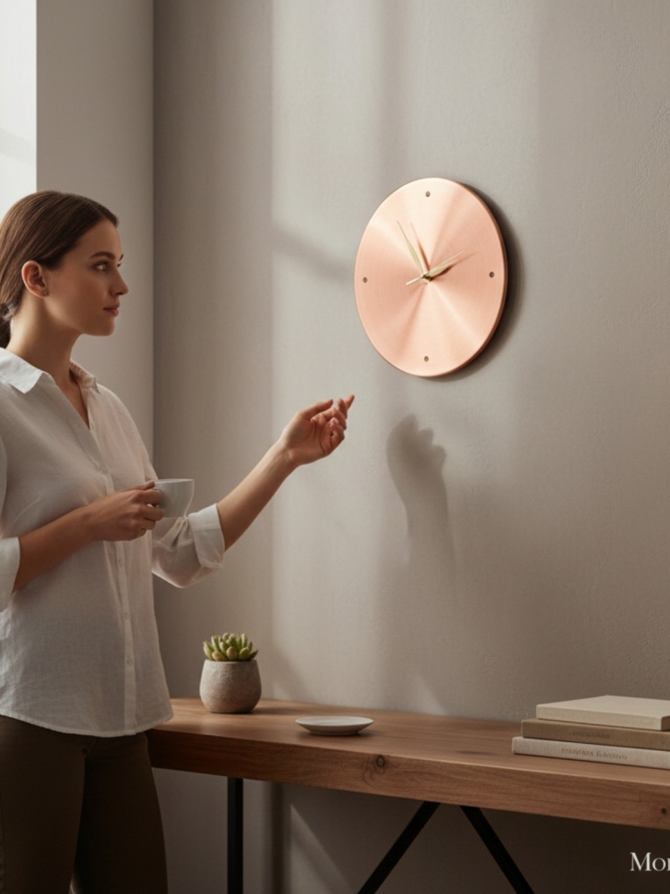 Minimalist Bakır Duvar Saati 30 cm - Görsel 2