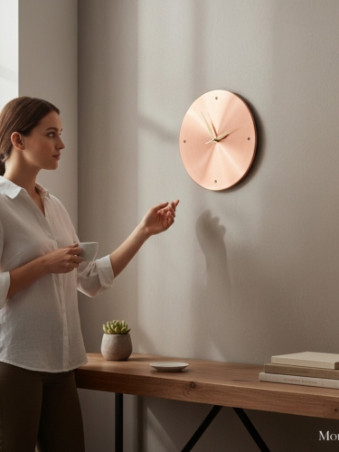 Minimalist Bakır Duvar Saati 30 cm - Görsel 2