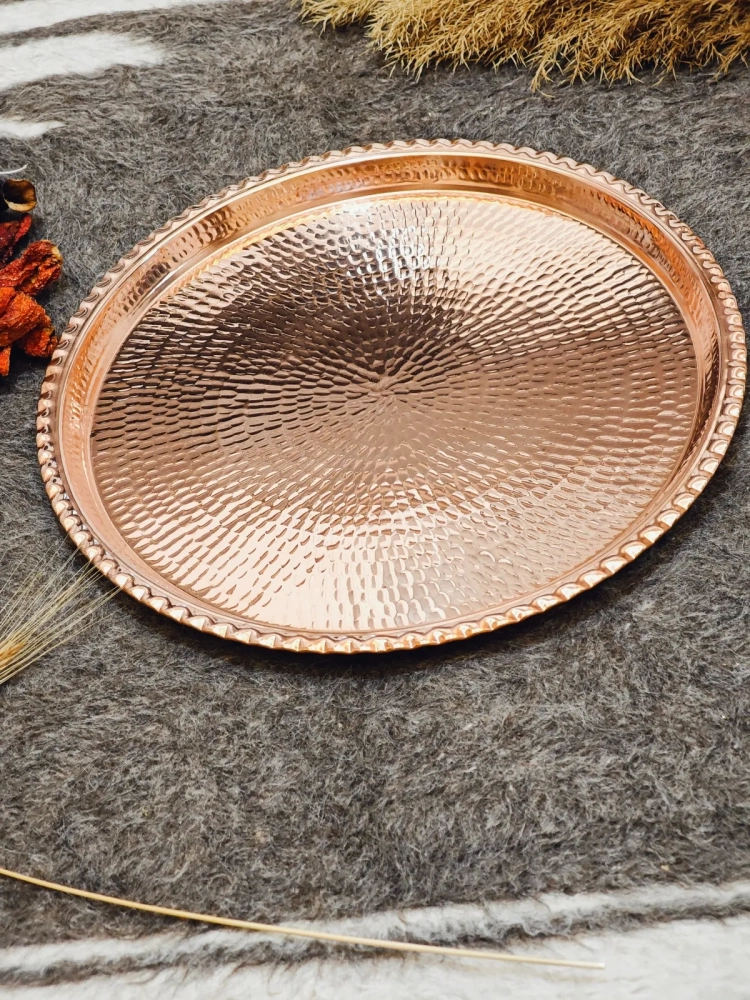 Dövme Bakır Tepsi 30 Cm - Görsel 2
