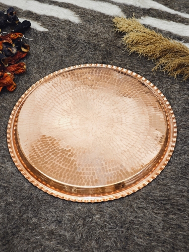 Yuvarlak Bakır Tepsi 30 Cm - Görsel 3